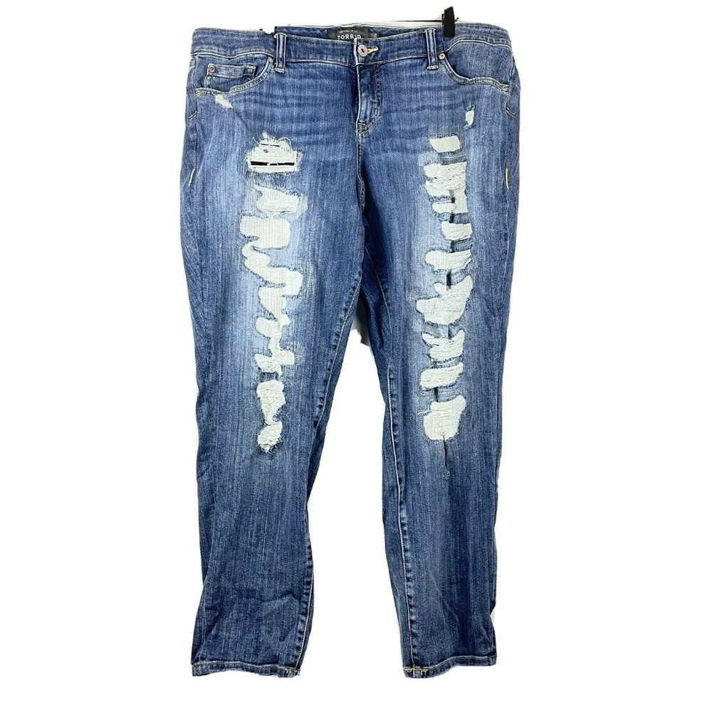 TORRID DENIM Skinny Distressed Medium Wash Jeans